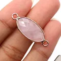 Gefacetteerde ovale rozenkwarts connector met roségouden plating voor DIY sieraden - Rozenkwarts