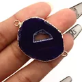 Paarse agaat schijf connector met gouden plating voor DIY sieraden en kettingen - Paarse Agaat