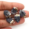Set van vijf natuurlijke labradoriet schildhangers met gouden kappen voor DIY sieraden maken - Flash Steen