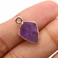 Faceted purple amethyst shield pendant with rose gold plated edging for DIY jewelry - Purple Crystal
