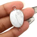 Teardrop-shaped white turquoise connector with rose gold plating for DIY bracelets - Howlite