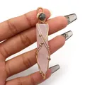 Handcrafted rose quartz hexagonal crystal pendant with gold wire wrap design - Hexagonal Column Wire Wrap Style / Rose Quartz