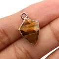 Faceted tiger eye stone shield pendant with rose gold plated frame for DIY necklaces - Tiger's Eye