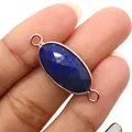 Gefacetteerde ovale Lapis Lazuli connector met vergulde ringen voor DIY sieraden - Lapis lazuli