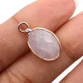 Facettierter ovaler Rosenquarz-Anhänger mit Roségold-Beschichtung für DIY-Schmuck - Weiß Kristall