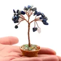 Mini árbol de la fortuna hecho a mano con hojas de lapislázuli y cesta trenzada - Lapislázuli
