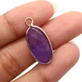 Gefacetteerde ovale paarse amethist hanger met roségouden rand voor DIY sieraden - Amethist