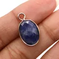 Dunkelblauer ovaler Lapislazuli Anhänger mit roségoldplattiertem Rahmen und polierter Öse - Blauer Sodalith