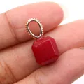 Red faceted square natural stone pendant with gold textured bail for DIY jewelry - Carnelian