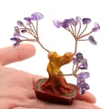 Miniature amethyst crystal money tree with copper wire on a small red pot base - Purple Crystal
