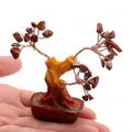 Miniature Citrine Money Tree with red flower pot and red crystal stones for wealth decoration - Red Jasper