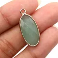 Gefacetteerde ovale lichtgroene edelsteen hanger met roségouden rand voor DIY sieraden - Groene Aventurijn