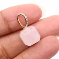 Faceted rose quartz square pendant with decorative gold-plated clasp for DIY jewelry - Rose Quartz