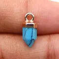 Blauwe turquoise hex-prisma hanger met roségouden kap voor DIY-sieraden maken - Blauw Turkoois