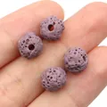 Macro-opname van vier paarse lavastenen met natuurlijke textuur voor handgemaakte sieraden - 8mm / Nr. 9 (1074-T250630006)