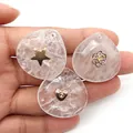 Waterdrop-shaped clear crystal charms with gold star, flower and heart metal inlays - Clear Quartz (Heart)