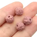 Macro-opname van oudroze lavastenen kralen met poreuze textuur voor DIY-sieraden - 8mm / Nr. 10 (1074-T250630006)