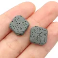 Macro detail of gray porous volcanic lava stone square beads for DIY jewelry making - 14mm (1 Strand) / Gray