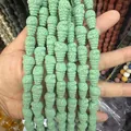 Macro detail of hand-held light green spiral lava stone beads for jewelry DIY crafts - 12x18mm (37g/String) / No.2 (Light Green)