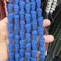 Macro shot of blue dyed lava stone shell beads for DIY jewelry and handmade crafts - Blue (No. 9)
