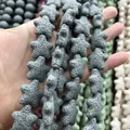 Sternförmige Lavasteinperlen für DIY-Schmuck mit natürlicher poröser Textur - Dunkelgrau (13)