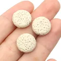 Natural round lava stone beads in cream white for DIY jewelry making accessories - 12mm (6mm Thickness) / No.2 (Off-white)