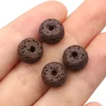 Brown natural lava stone beads in hand, ideal for DIY aromatherapy jewelry making - Coffee