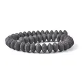 Macro shot of natural grey lava stone abacus beads showing porous texture for DIY jewelry - 1 String (8x13mm, 48g) / Dark Grey (No. 5)