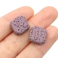 Square dark purple volcanic lava beads with porous texture for DIY jewelry making - 14mm (1 Strand) / Deep purple