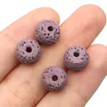 Natural purple volcanic lava stone beads for DIY jewelry making with porous texture - Purple