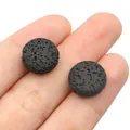 Perle in pietra lavica nera naturale con trama porosa per creazione di gioielli DIY - 12 mm (spessore 6 mm) / N. 12 (Nero)