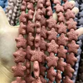 Star shaped natural red lava stone beads for DIY aromatherapy jewelry making - Reddish Brown (1)