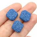 Blue rhombus-shaped lava stone beads for DIY jewelry with porous volcanic texture - 14mm (1 Strand) / Blue