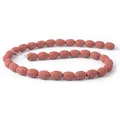 Ovalen roodbruine lavasteen kralen met poreuze textuur voor DIY-sieraden maken - 9x12mm, 24g / Roodbruin