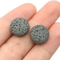 Perle tonde piatte in pietra lavica grigia porosa per la creazione di gioielli DIY - 12 mm (spessore 6 mm) / N. 13 (Grigio)