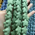 Star-shaped volcanic lava stone loose beads in pale green for DIY jewelry making - Grass Green (3)