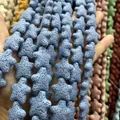 Close-up of star-shaped light blue lava stone beads for DIY jewelry making - Light Blue (Color 4)