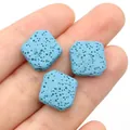 Light blue square volcanic lava stone beads for DIY jewelry making held in hand - 14mm (1 Strand) / Light Blue