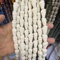 White cone-shaped volcanic stone beads with natural porous texture for DIY jewelry making - Beige (No.5)