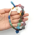 Colorful cube volcanic lava stone beads for DIY jewelry making held in hand - 14mm (1 Strand) / Mixed Colors
