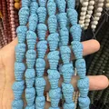 Sky blue spiral volcanic stone loose beads for DIY jewelry with porous texture - Sky Blue (No. 6)