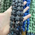 Sternförmige schwarze Lavastein-Perlen für DIY-Schmuck und Halsketten - Schwarz (9)