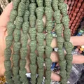 Vibrant green spiral conch lava stone beads with porous texture for DIY jewelry making - Green (No. 10)