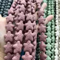 Sternförmige bunte Lavastein-Perlen für DIY Aromatherapie Schmuckherstellung - Hellviolett (12)