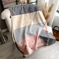 Cashmere-like winter scarf for women with heart pattern texture and tassel edges - Grey Pink