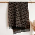 Sciarpa invernale con motivi geometrici neri e caramello e nappe eleganti - 200x65cm / Marrone Nero