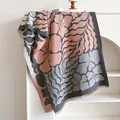 Winter scarf featuring grey and pink jacquard begonia floral pattern in soft cashmere-like knit - 180cmx65cm / Pinkish Grey