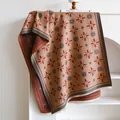 Sciarpa invernale in finta cashmere rosso ruggine e grigio con motivi floreali vintage - 180cmx65cm / caffè