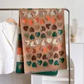 Brown reversible cashmere shawl with heart floral print and fringe details - Khaki