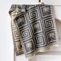 Bufanda de invierno de cachemira sintética con cuadros y jacquard de palmeras en gris - Gris